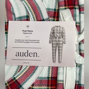 Auden Women’s Super Soft Plush Fleece 2 Set Top & Jogger Pajama Set Plaid Size M